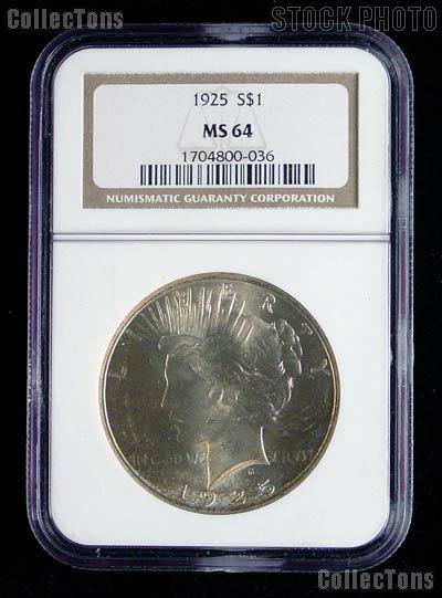 1925 Peace Silver Dollar in NGC MS 64