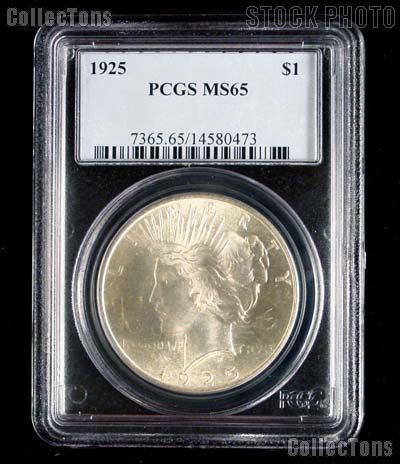 1925 Peace Silver Dollar in PCGS MS 65