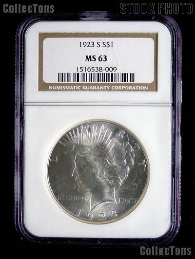 1923-S Peace Silver Dollar in NGC MS 63