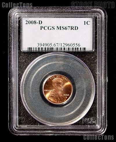 2008-D Lincoln Memorial Cent in PCGS MS 67 Red