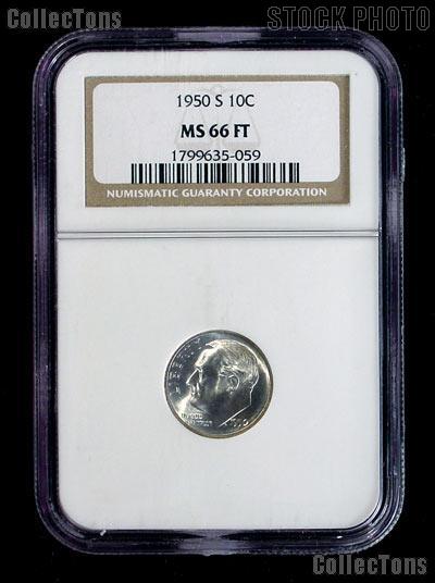 1950-S Roosevelt Dime in NGC MS 66 FT