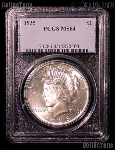 1935 Peace Silver Dollar in PCGS MS 64