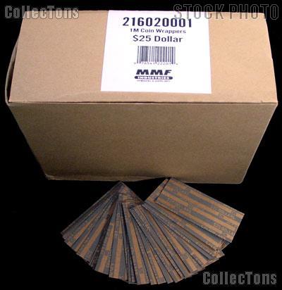 1000 Flat Kraft Paper Coin Wrappers for 25 SMALL DOLLARS