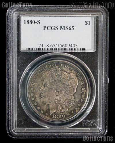 1880-S Morgan Silver Dollar in PCGS MS 65