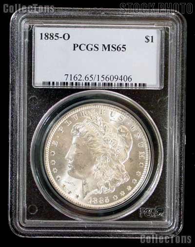 1885-O Morgan Silver Dollar in PCGS MS 65