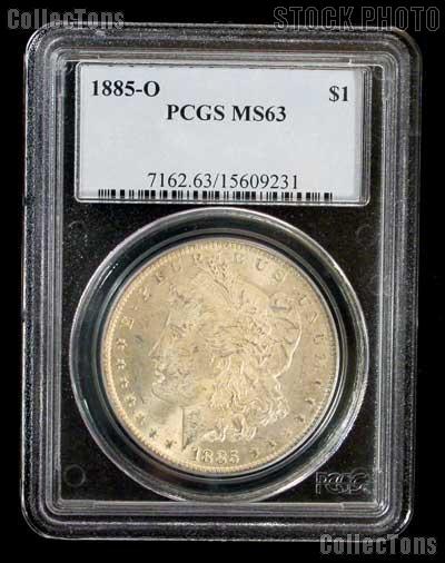1885-O Morgan Silver Dollar in PCGS MS 63