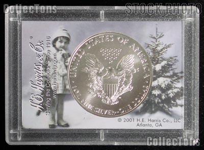 2010 American Silver Eagle in Happy Holidays 2x3 Holder