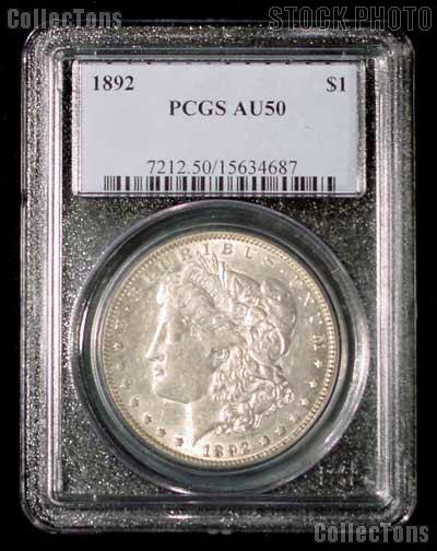 1892 Key Date Morgan Silver Dollar in PCGS AU 50