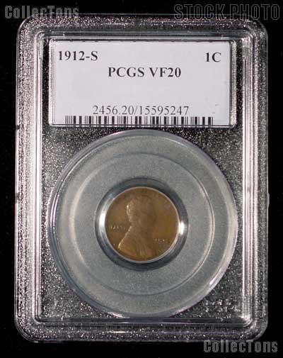 1912-S Key Date Lincoln Wheat Cent in PCGS VF 20