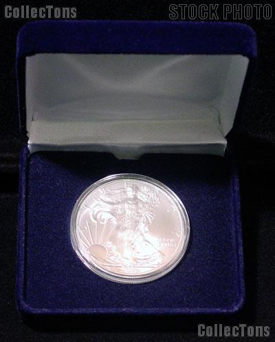 2010 American Silver Eagle Dollar in a Blue Velvet Box w/ Coin Holder