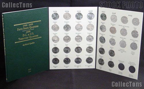 State Quarter Folder Complete Set of State, DC, and Territory Quarters D(Gem BU) w/ Littleton Folder LCF3T & White Cotton Gloves