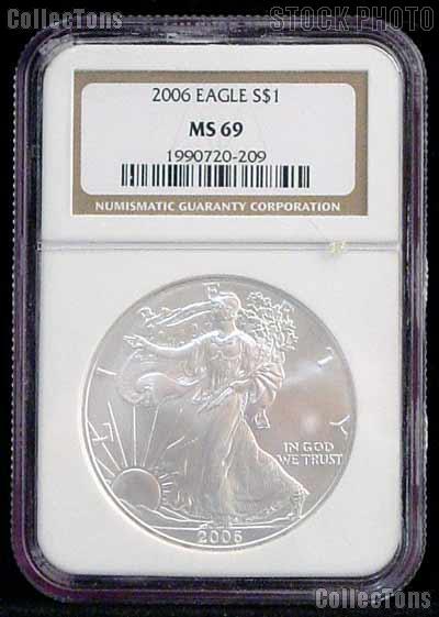 2006 American Silver Eagle Dollar in NGC MS 69