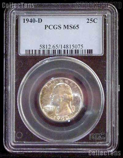 1940-D Key Date Washington Silver Quarter in PCGS MS 65