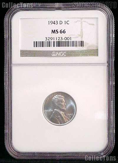 1943-D Lincoln Steel Wheat Cent in NGC MS 66