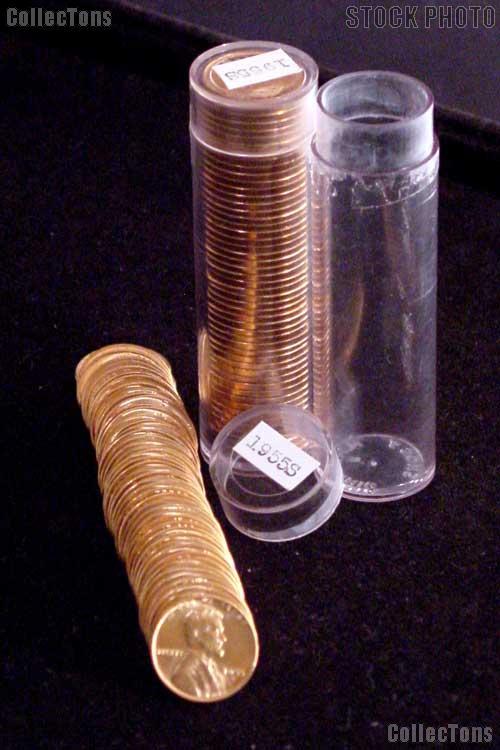 1955-S BU Lincoln Wheat Cent Roll - Fresh Red Rolls