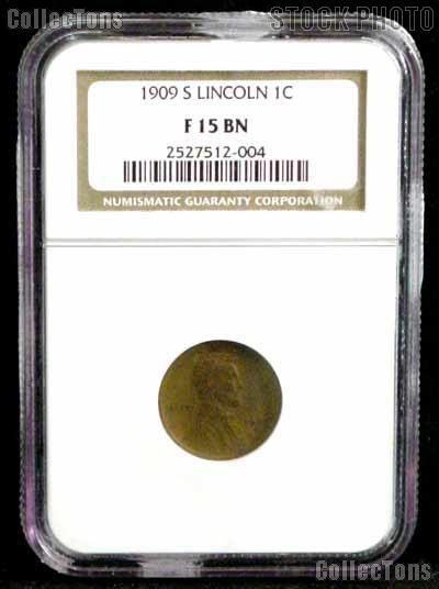 1909-S Key Date Lincoln Wheat Cent in NGC F 15