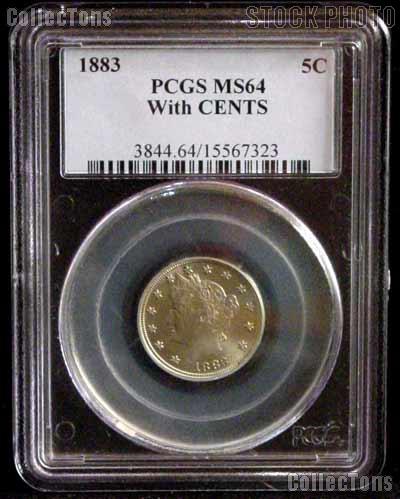 1883 Liberty Head V Nickel Variety 2 With CENTS in PCGS MS 64