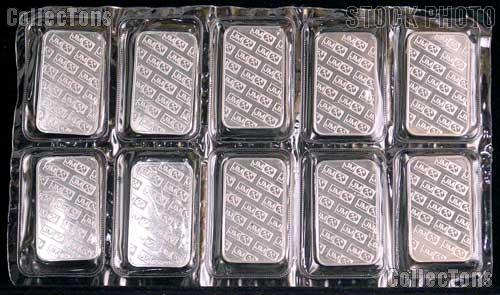10 Johnson Matthey 1-Ounce .999 SILVER Bars in Sealed Sheet