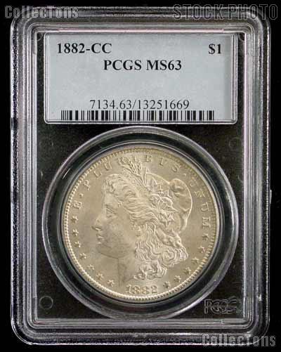 1882-CC Morgan Silver Dollar in PCGS MS 63