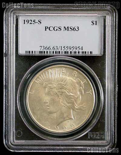 1925-S Peace Silver Dollar in PCGS MS 63