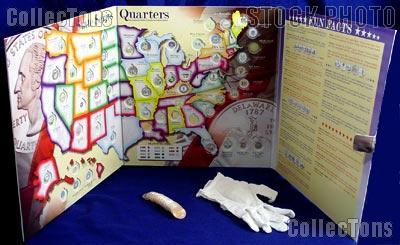 State Quarter Map Complete Set of State, DC & Territory Quarters 1999-2009 & Whitman State Quarter Map w/ Gloves