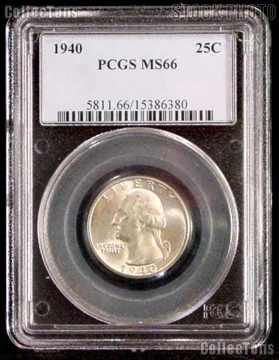 1940 Washington Silver Quarter in PCGS MS 66