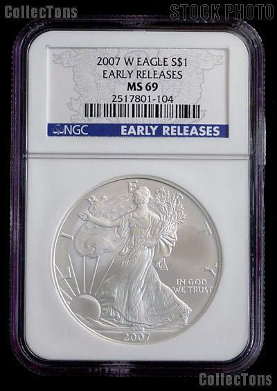 2007-W Burnished American Silver Eagle in NGC MS 69 Early Releases