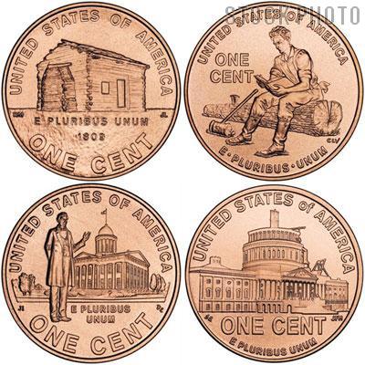 2009 Lincoln Bicentennial Penny Complete Set of BU Lincoln Cent Rolls Philadelphia (P) in All 4 Designs (4 Rolls)