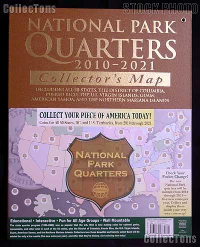 America The Beautiful Quarters Map by Harris for National Parks Quarter Program 2010 - 2021