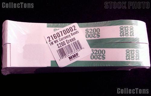 Currency Straps $200 Green for 100 Two Dollar Bills Pack of 1,000 Bands