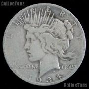 1934-D Peace Silver Dollar Circulated Coin VG-8 or Better