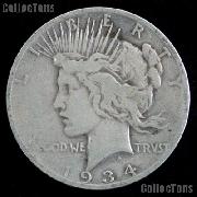 1934 S Peace Silver Dollar Circulated Coin VG-8 or Better