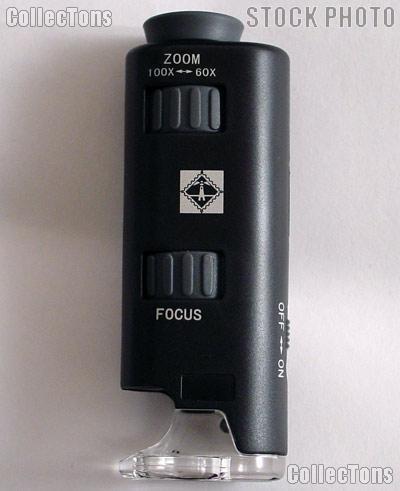 Zoom Microscope with LED by Lighthouse (PM2) 60x - 100x Illuminated Pocket Microscope