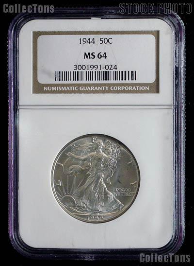 1944 Walking Liberty Silver Half Dollar in NGC MS 64