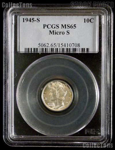 1945-S Mercury Silver Dime in PCGS MS 65 Micro S