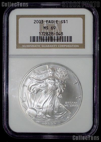 2003 American Silver Eagle Dollar in NGC MS 69