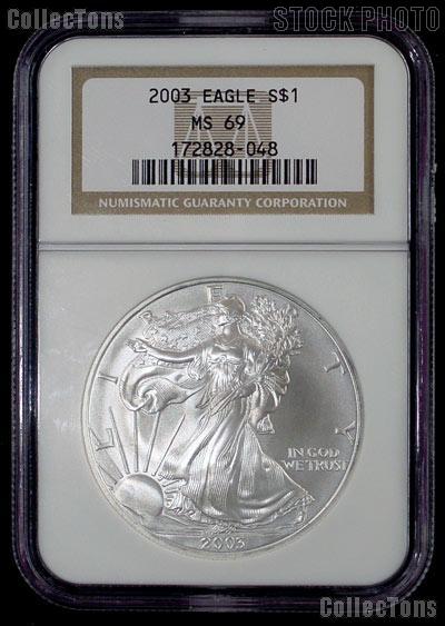 2003 American Silver Eagle Dollar in NGC MS 69