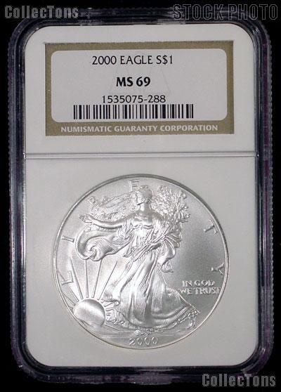 2000 American Silver Eagle Dollar in NGC MS 69