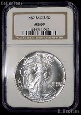 1987 American Silver Eagle Dollar in NGC MS 69