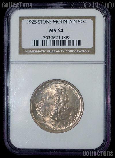 1925 Stone Mountain Memorial Silver Commemorative Half Dollar in NGC MS 64