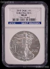 2010 American Silver Eagle Dollar EARLY RELEASES in NGC MS 69