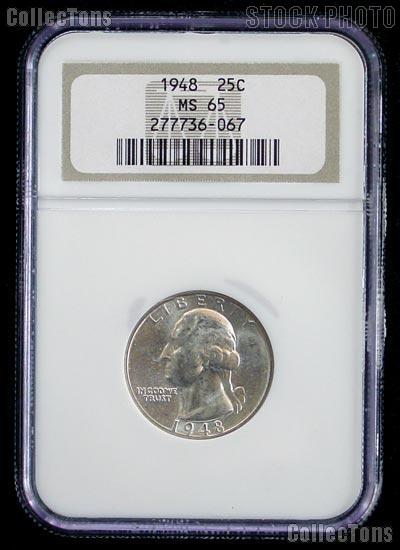 1948 Washington Silver Quarter in NGC MS 65