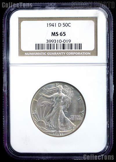 1941-D Walking Liberty Silver Half Dollar in NGC MS 65