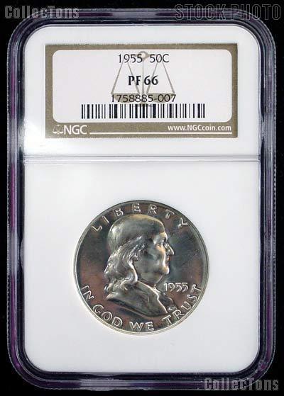 1955 Franklin Silver Half Dollar in NGC PF 66