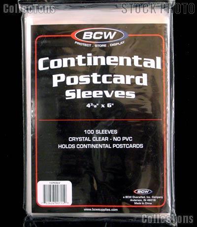 4-3/8 X 6 1/4 BCW Continental Postcard Sleeves – Quantity 500 