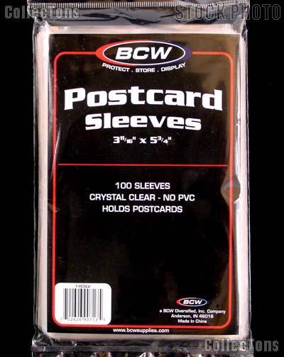 Postcard Sleeves by BCW Pack of 100 Postcard Sleeves 3 11/16 x 5 3/4