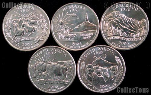 2006 Quarters Set of 5 BU Coins 2006 State Quarters Philadelphia (P) Mint