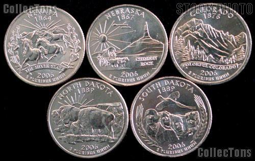 2006 Quarters Set of 5 BU Coins 2006 State Quarters Denver (D) Mint