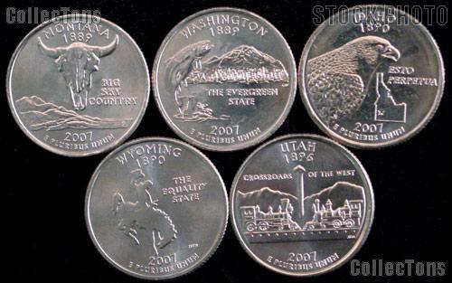 2007 Quarters Set of 10 BU Coins 2007 State Quarters P & D Mints