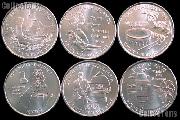 2009 Quarters Set of 6 UNC Coins 2009 DC & Territory Quarters P Mint